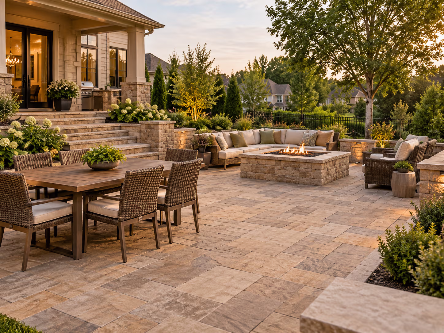 Custom paver patio designed for outdoor entertaining