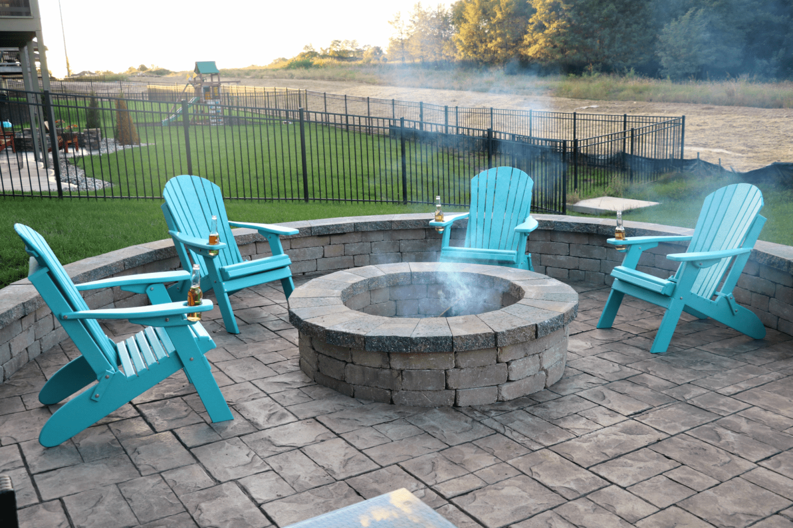 fire pit with seating wall