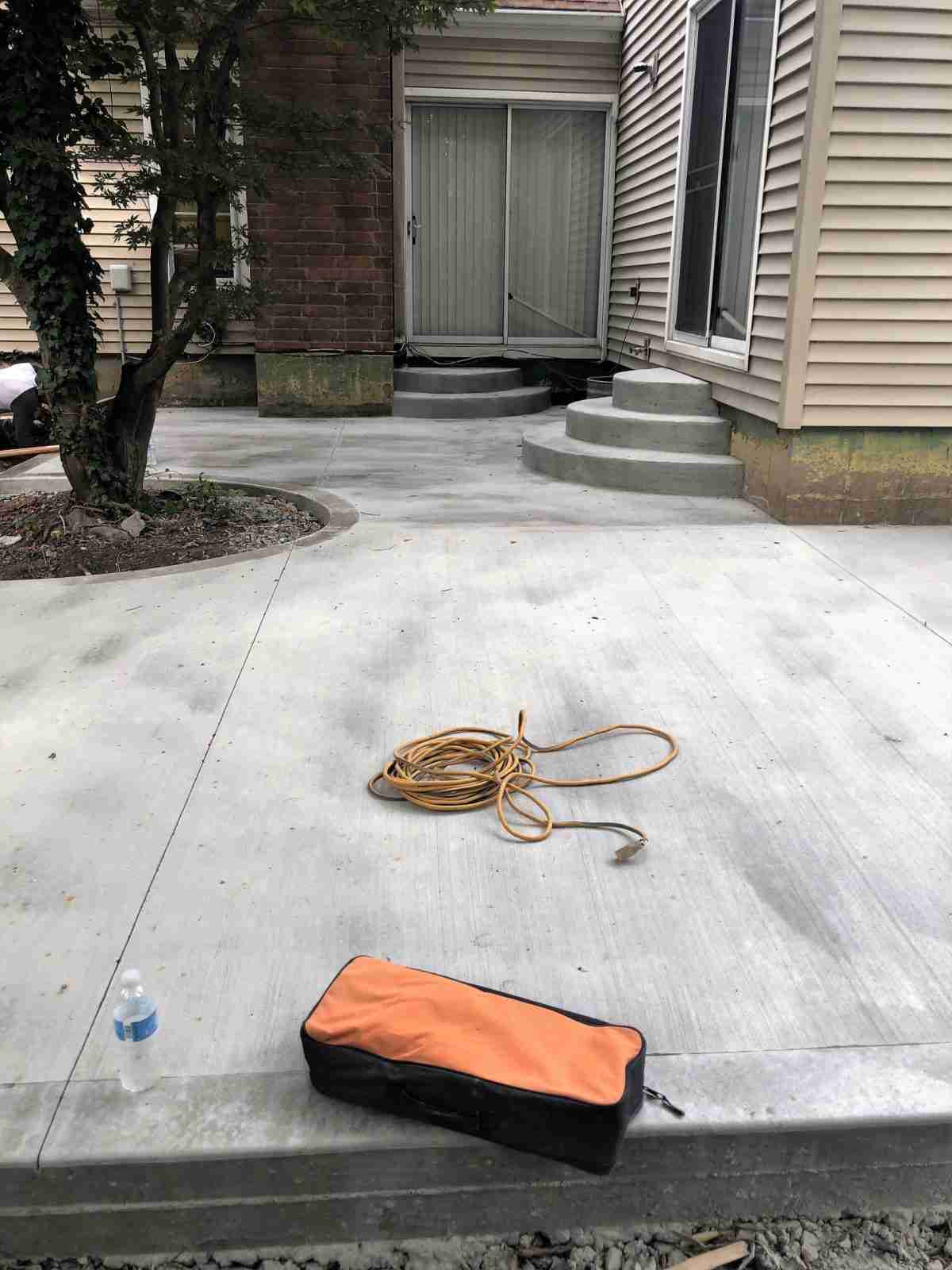broom finished concrete patio