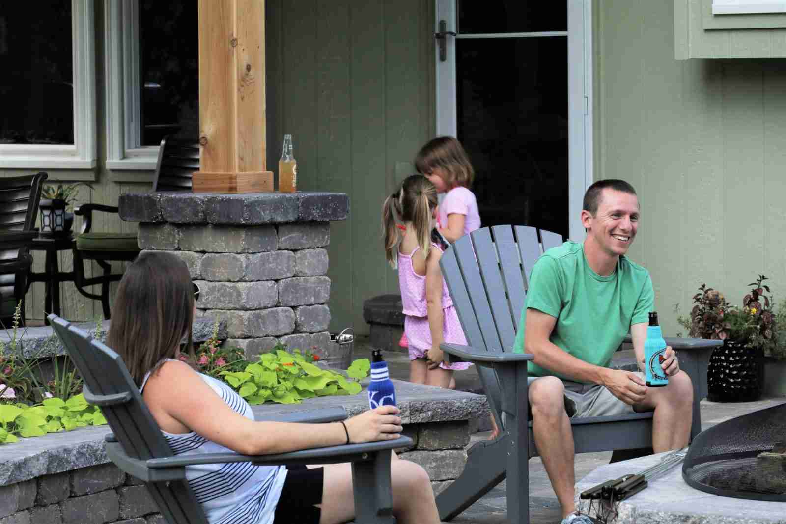 outdoor living space with family