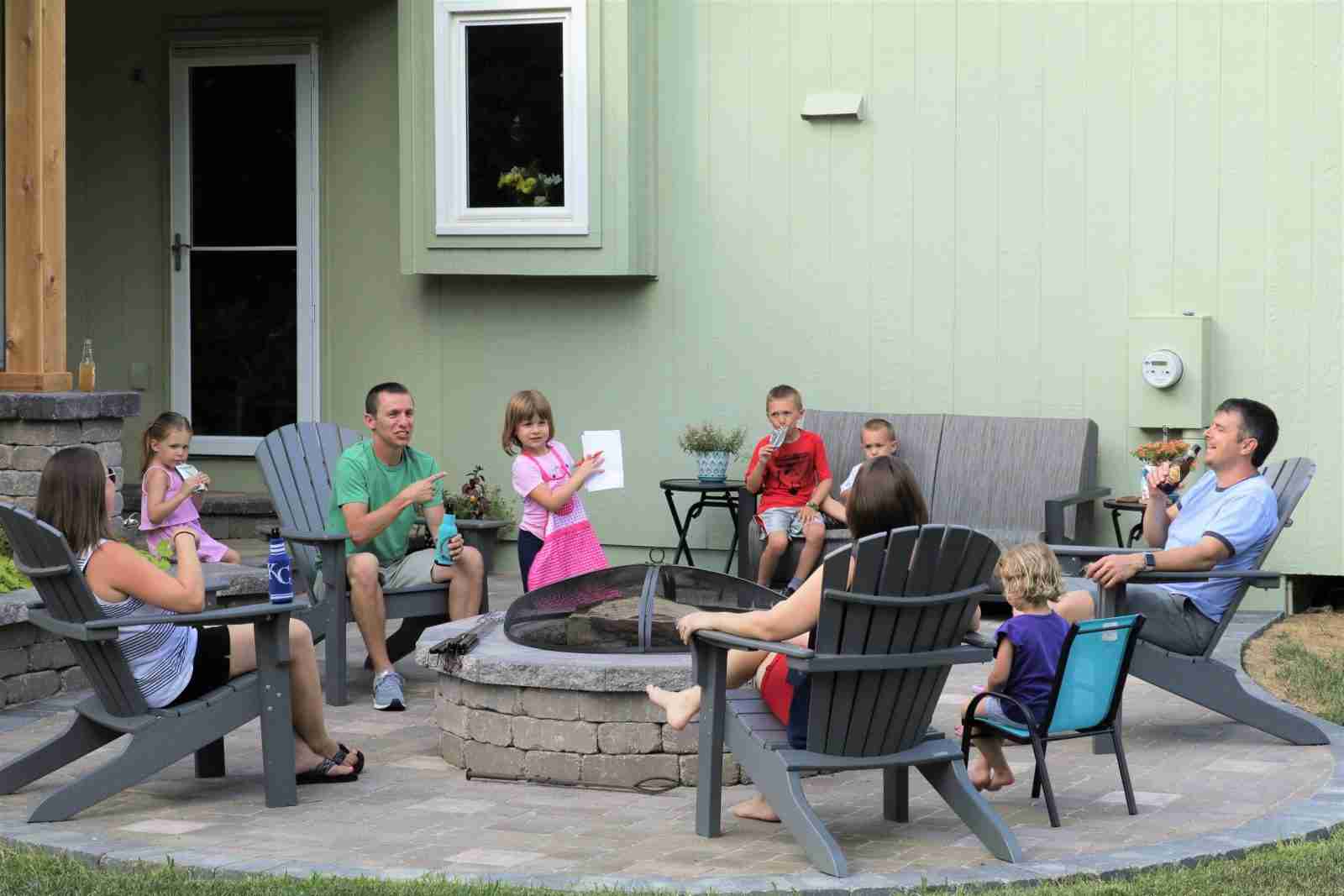 outdoor living space with family