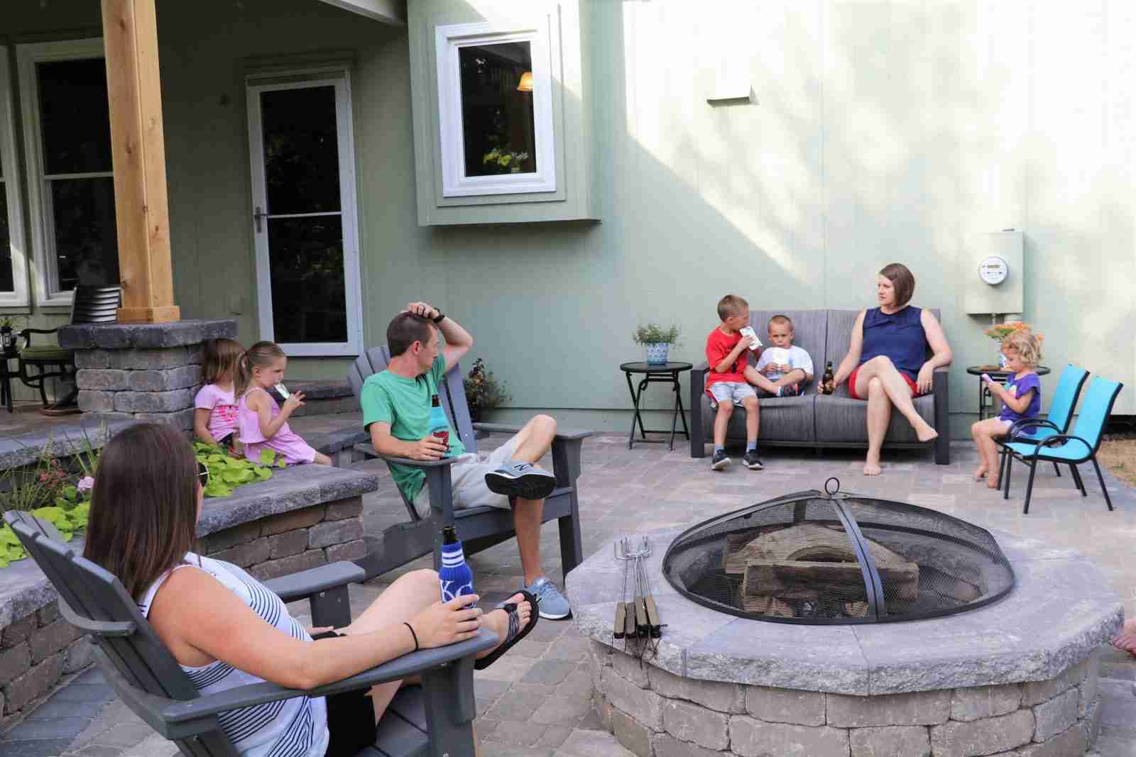 outdoor living space with family