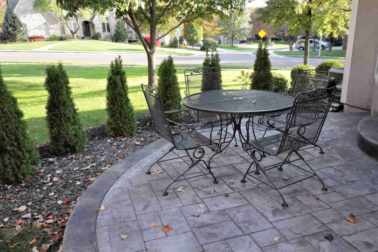 patio with chair and table