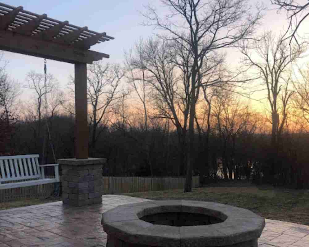 firepit overlooking backyard