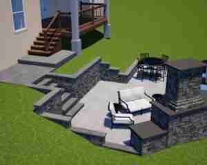 3D Rendering Sunken Seating