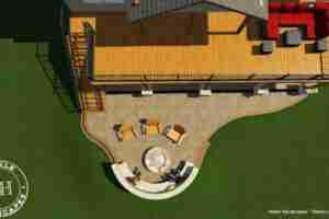 3D rendering backyard renovation top view
