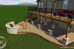 3D rendering backyard renovation side view